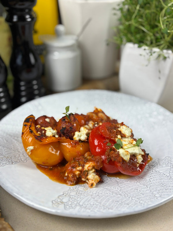 Pomodoro Baked Peppers with White Beans and Feta