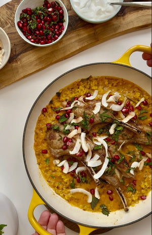 Three Lentil Dhal with Spiced Lamb Cutlets